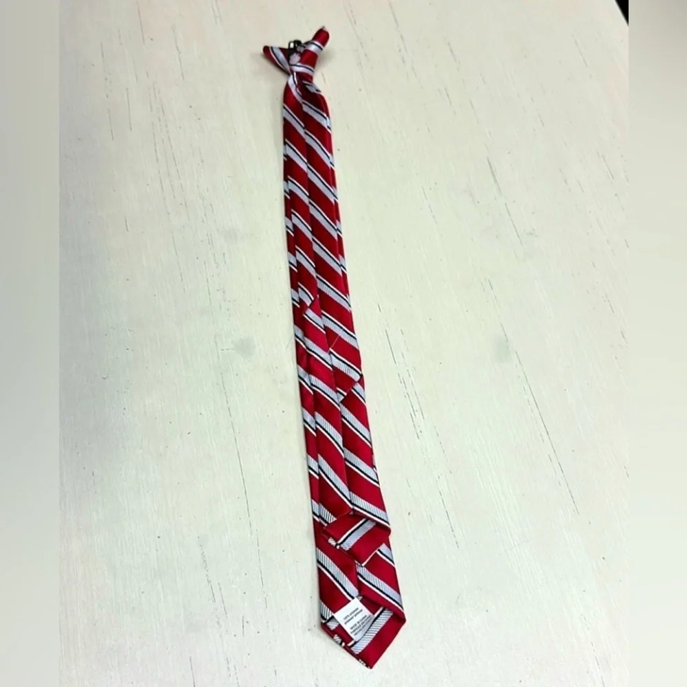 Youth Boys Red Striped Snap On Tie